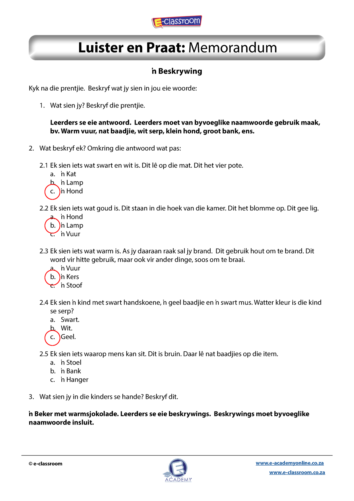 1621431759 02 Luister En Praat N Beskrywing Memo - E-classroom.co © E ...