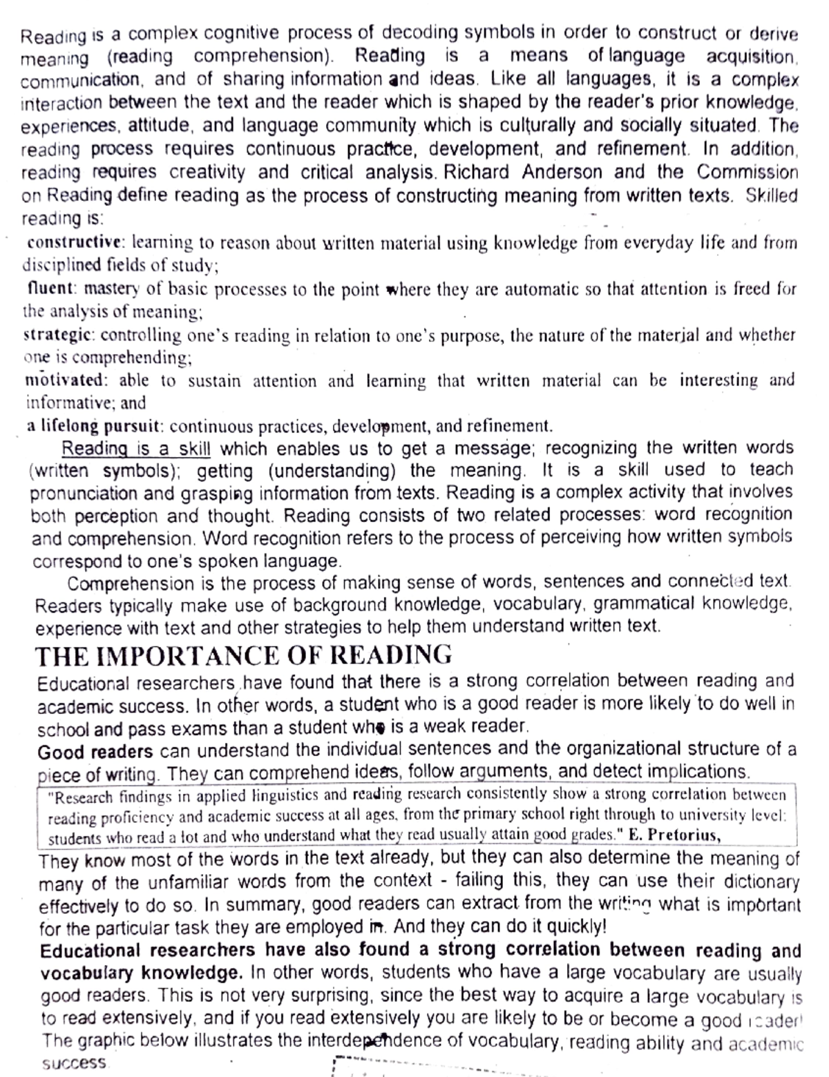 Academic reading - Reading is a complex cognitive process of decoding ...