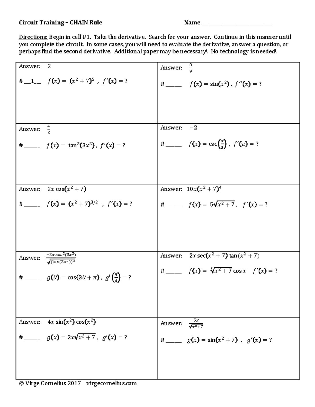 Circuit Training Chainrulecalculus-1 - Circuit Training – CHAIN Rule ...