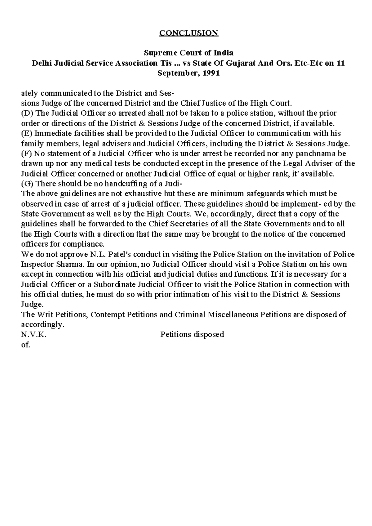 Conclusion - CONCLUSION Supreme Court of India Delhi Judicial Service ...
