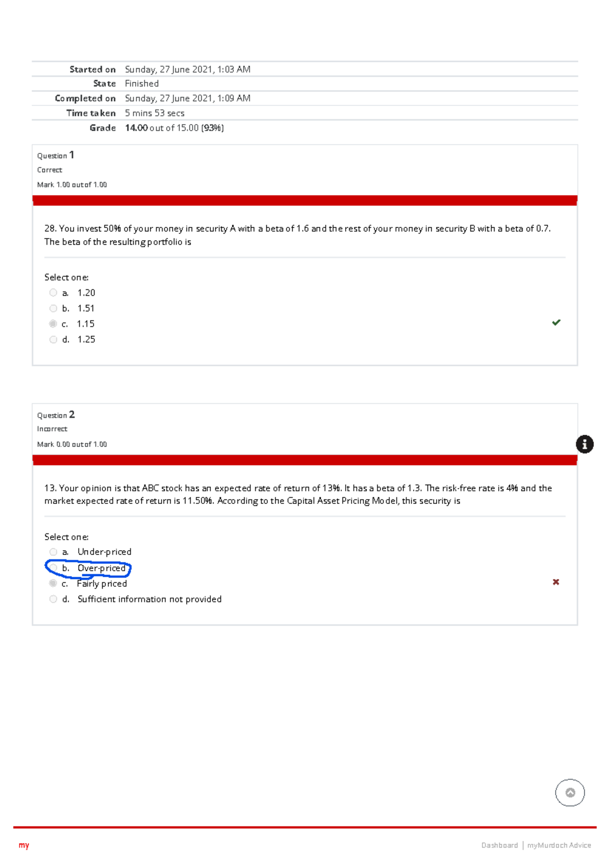 Quiz 8 (Chapter 9) Attempt Review - Started On Sunday, 27 June 2021, 1: ...