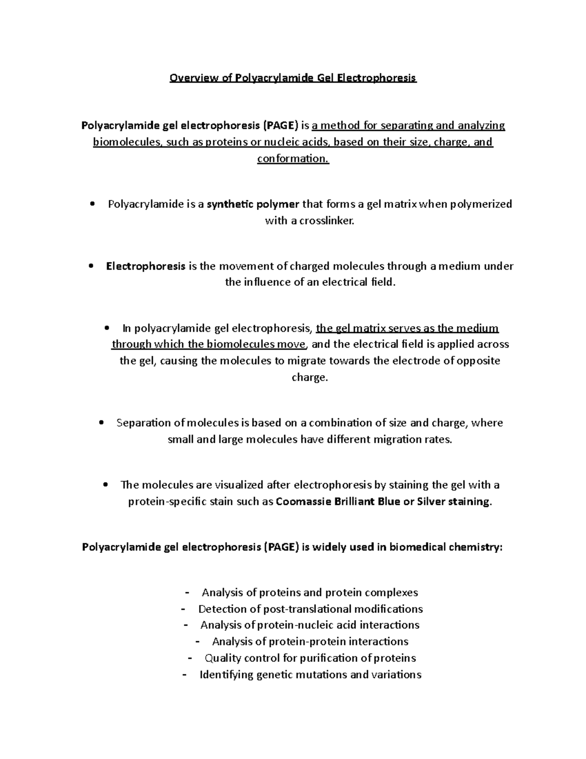 Document 88 (71) - Overview of Polyacrylamide Gel Electrophoresis ...
