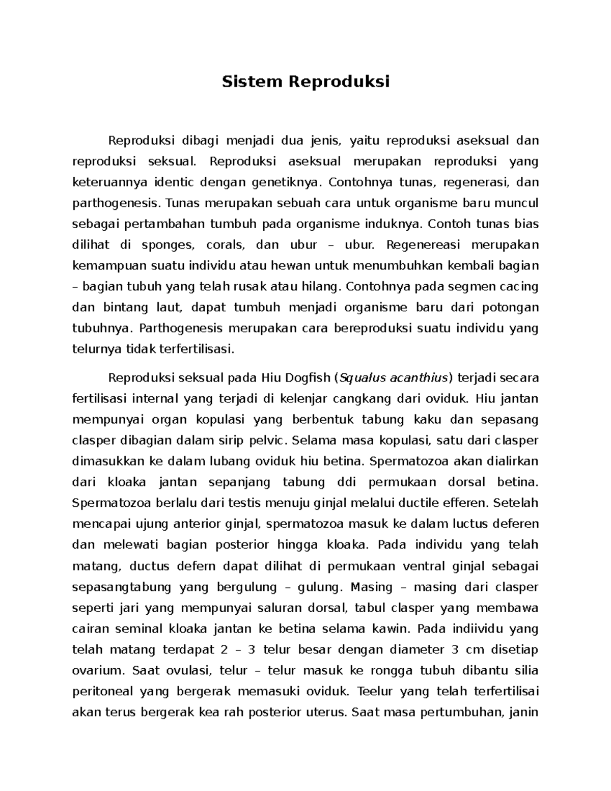 Sistem Reproduksi - Sistem Reproduksi Reproduksi Dibagi Menjadi Dua ...