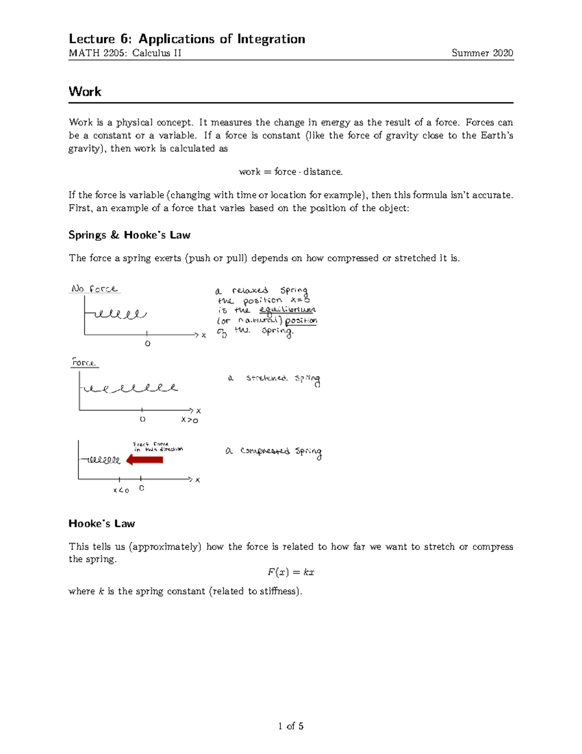 L06 - Applications of Integration - Lecture 6: Applications of ...