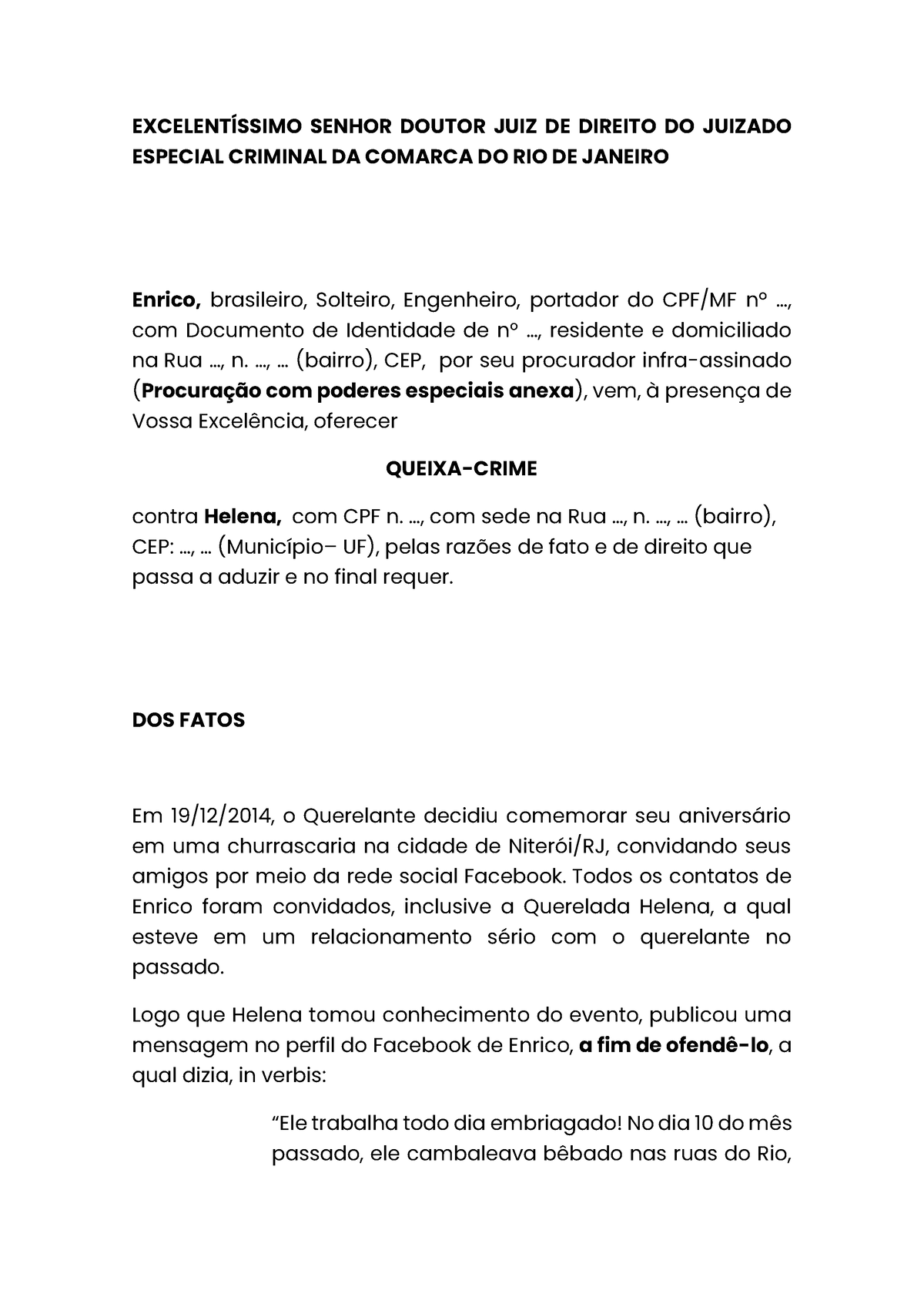 Pe A Penal Pdf Excelent Ssimo Senhor Doutor Juiz De Direito Do Juizado Especial Criminal Da