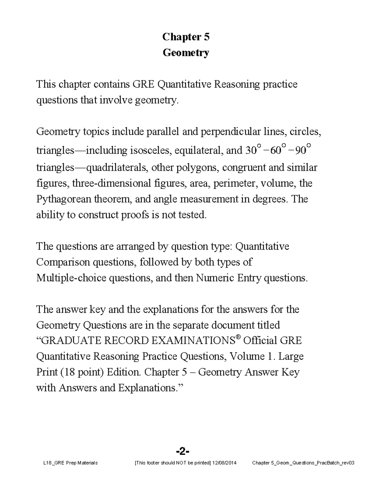 Gre chapter 5 geometry 18 point 2 Chapter 5 Geometry This chapter