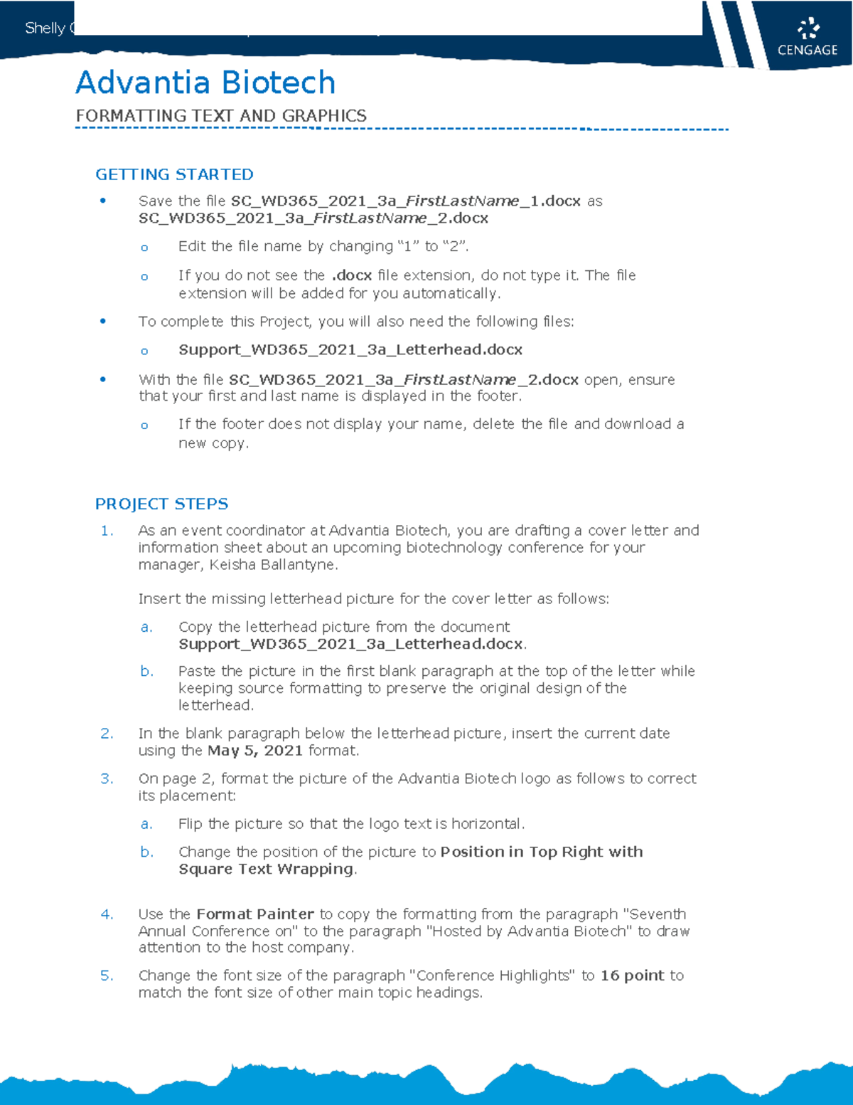 Instructions SC WD365 2021 3a - Advantia Biotech FORMATTING TEXT AND ...