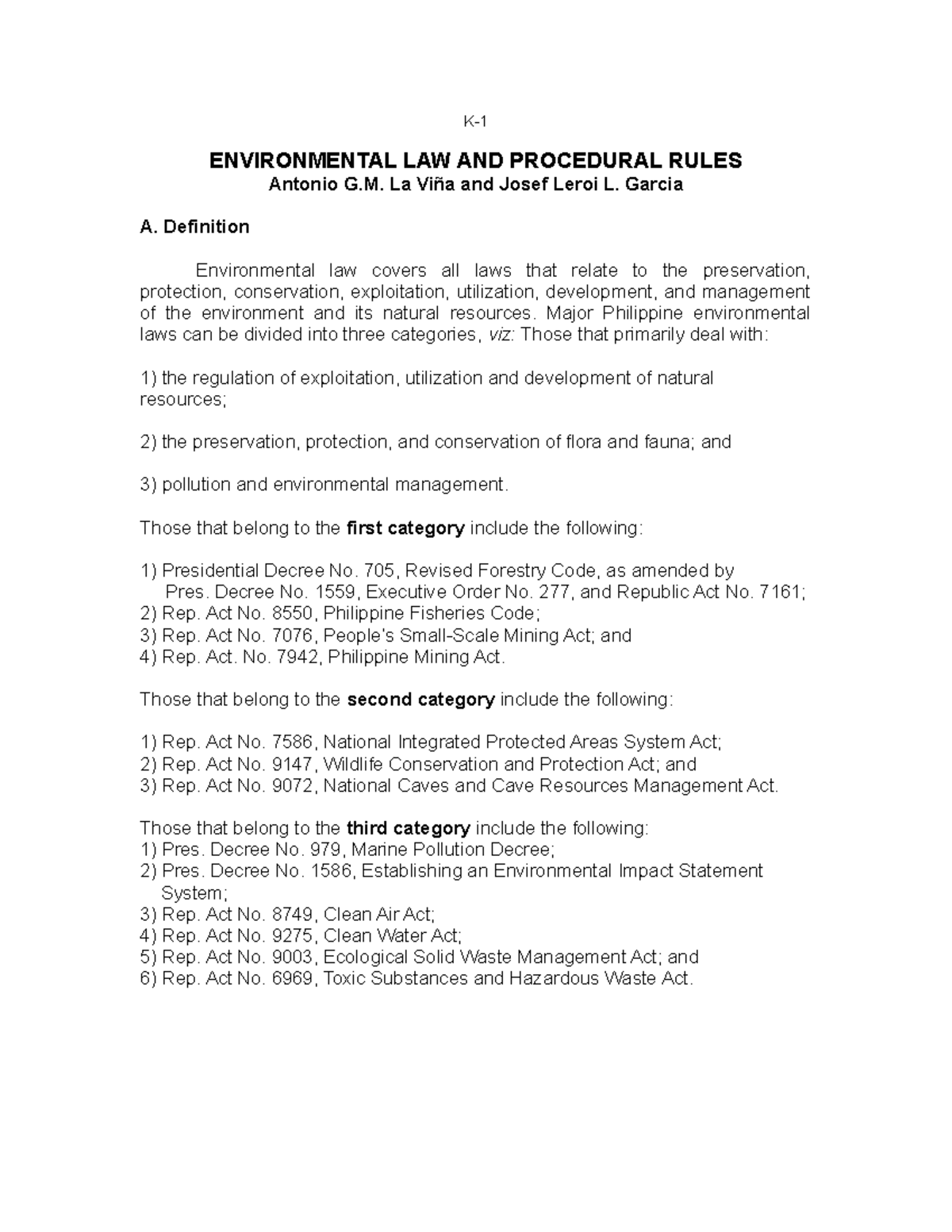 PART-1- Procedural- Rules-ON- Environmental-LAWS - K- ENVIRONMENTAL LAW ...