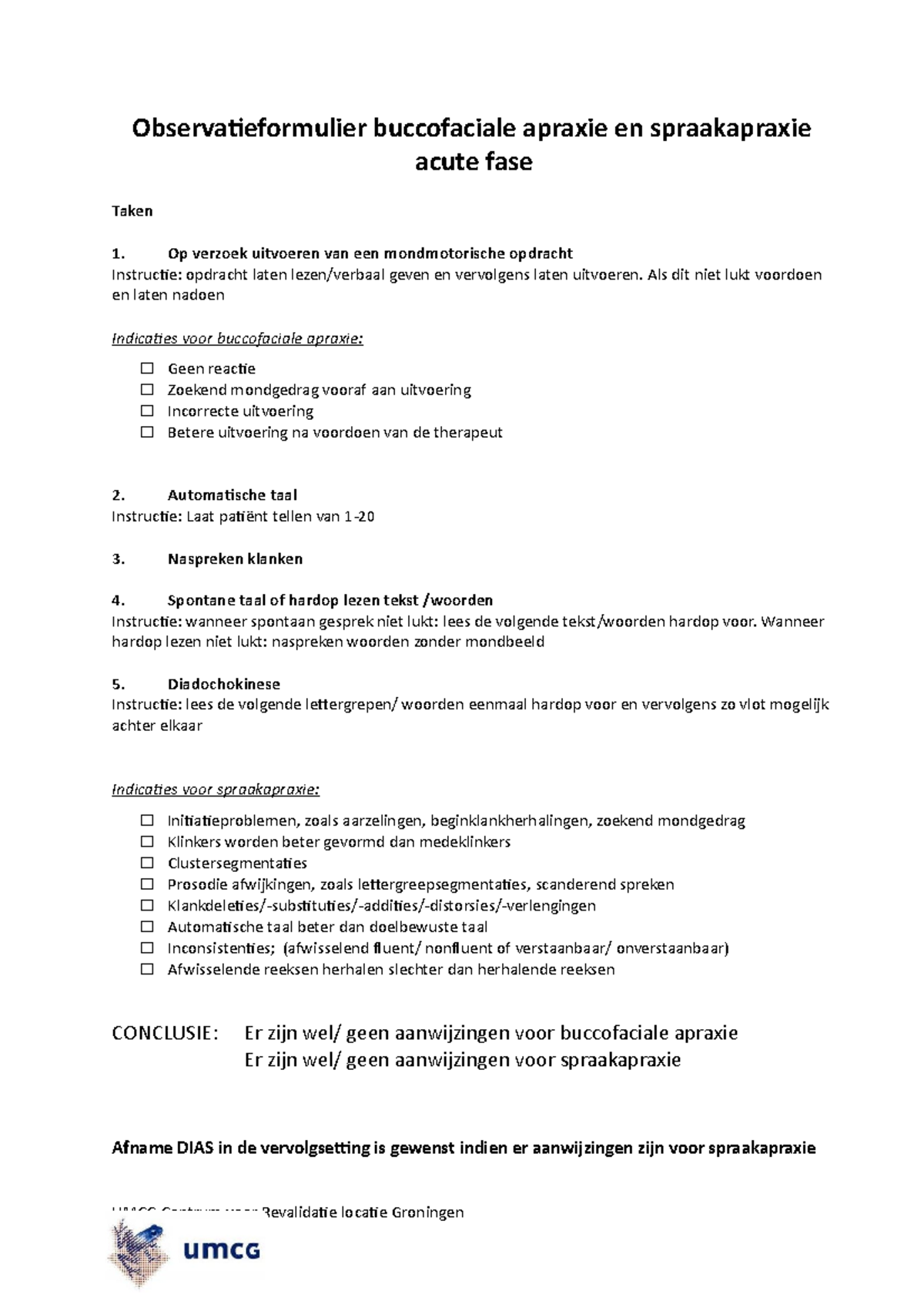 Observatieformulier Spraakapraxie UMCG 1 - UMCG Centrum Voor ...