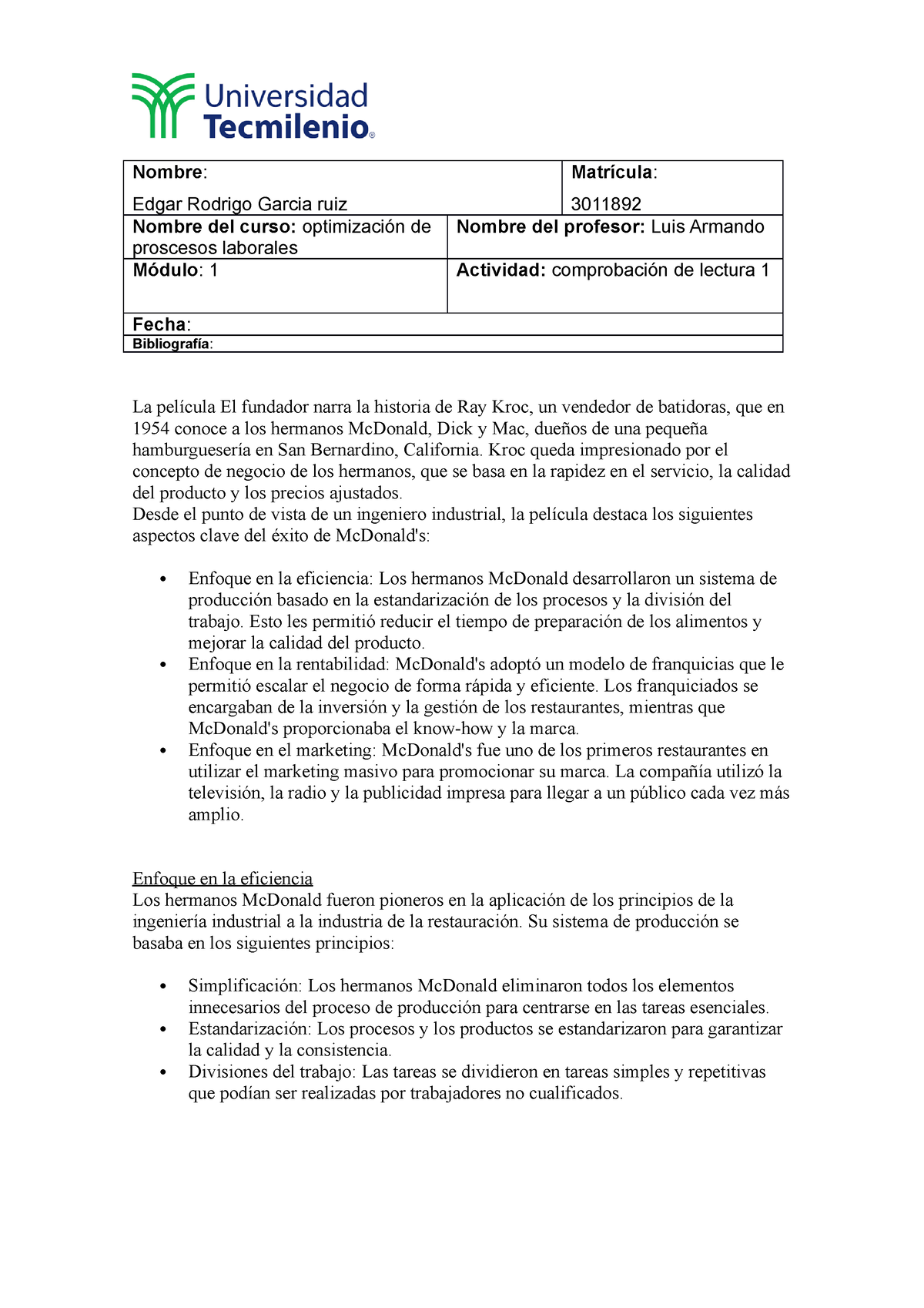 Comprobacion de lectura 1 - Nombre: Edgar Rodrigo Garcia ruiz Matrícula ...