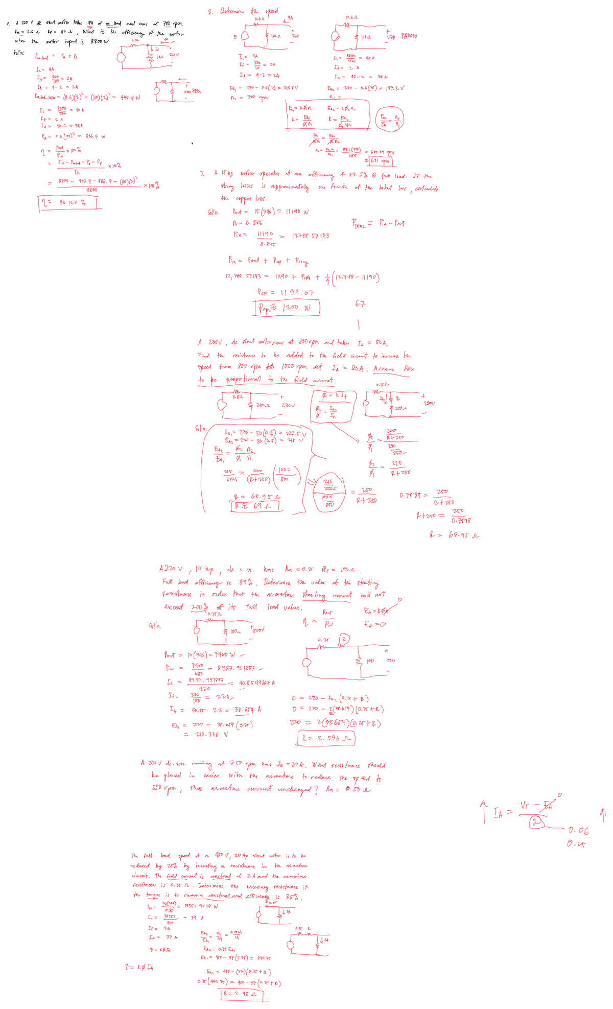 Q3 Solution with sketches - 7. Determine the speed abr of and motor ...