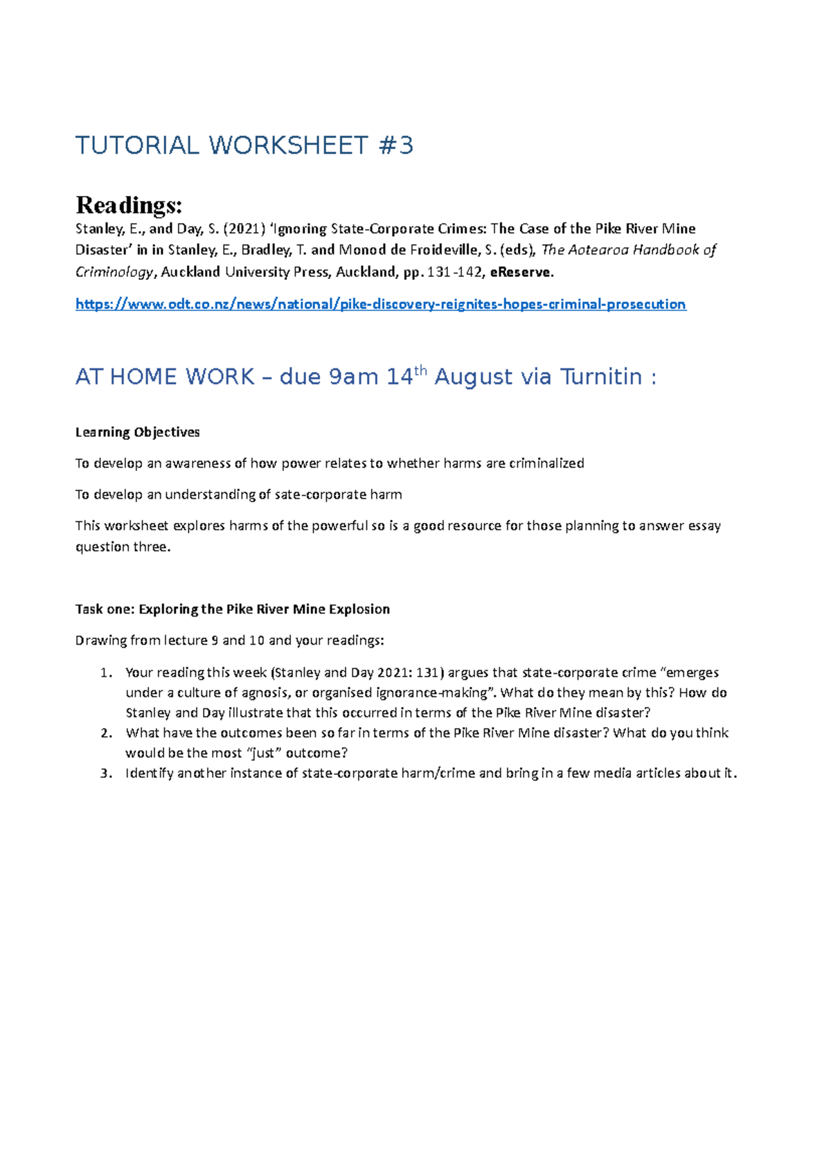 At Home Tutorial Worksheet 3 - Due 9am 14th August - TUTORIAL WORKSHEET ...