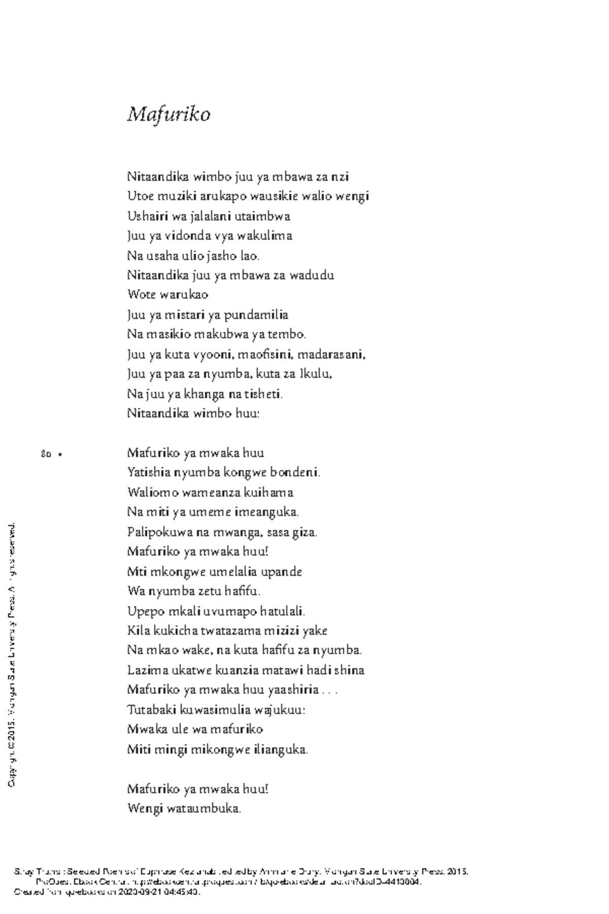 Stray Truths Selected Poems of Euphrase Kezilahabi (From Dhifa (2008