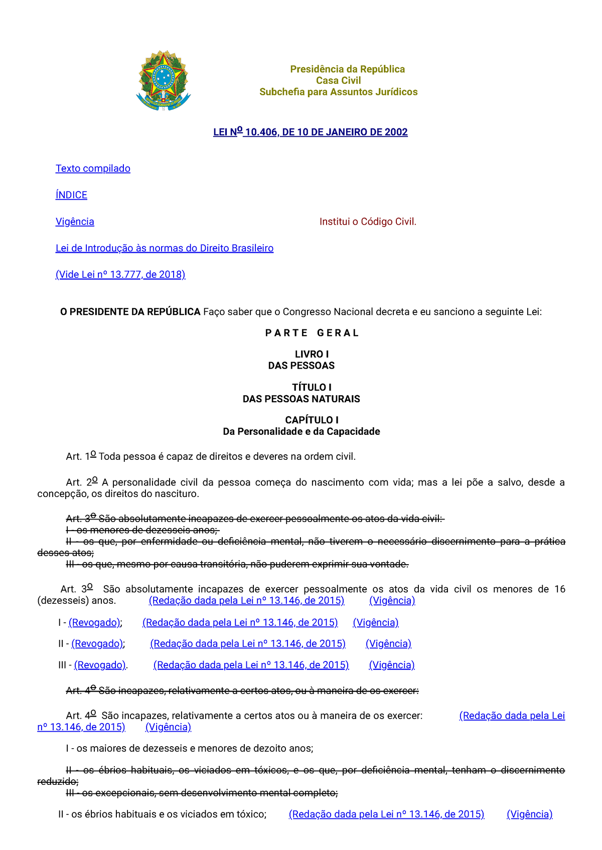 L10406 - Código Civil - Presidência Da República Casa Civil Subchefia ...