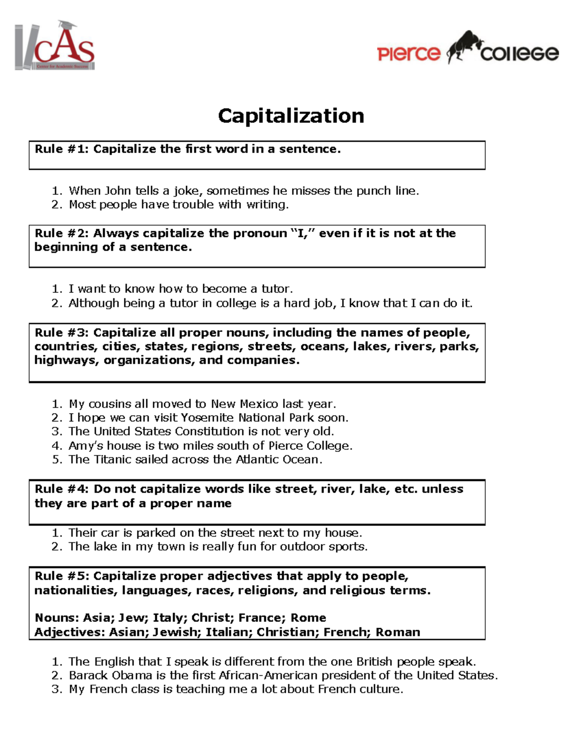 Capitalization Capitalization Rule 1 Capitalize The First Word In A 