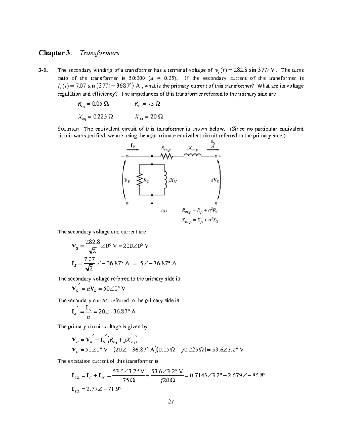 Transformers -Solutions - Chapter 3: Transformers 3-1. The secondary ...