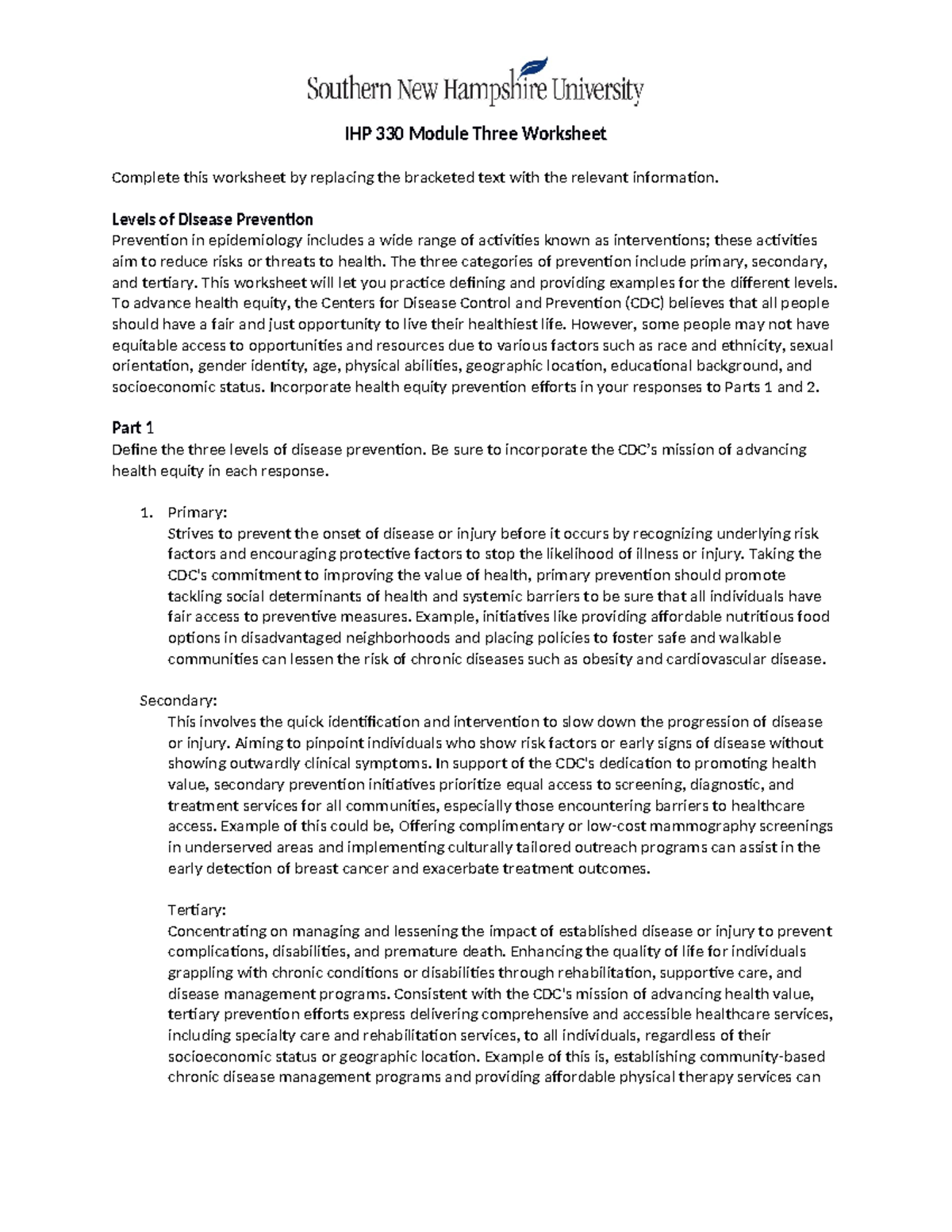 IHP 330 Module Three Worksheet epidemiology IHP 330 Module Three IHP 330 Module Three Worksheet epidemiology IHP 330 Module Three