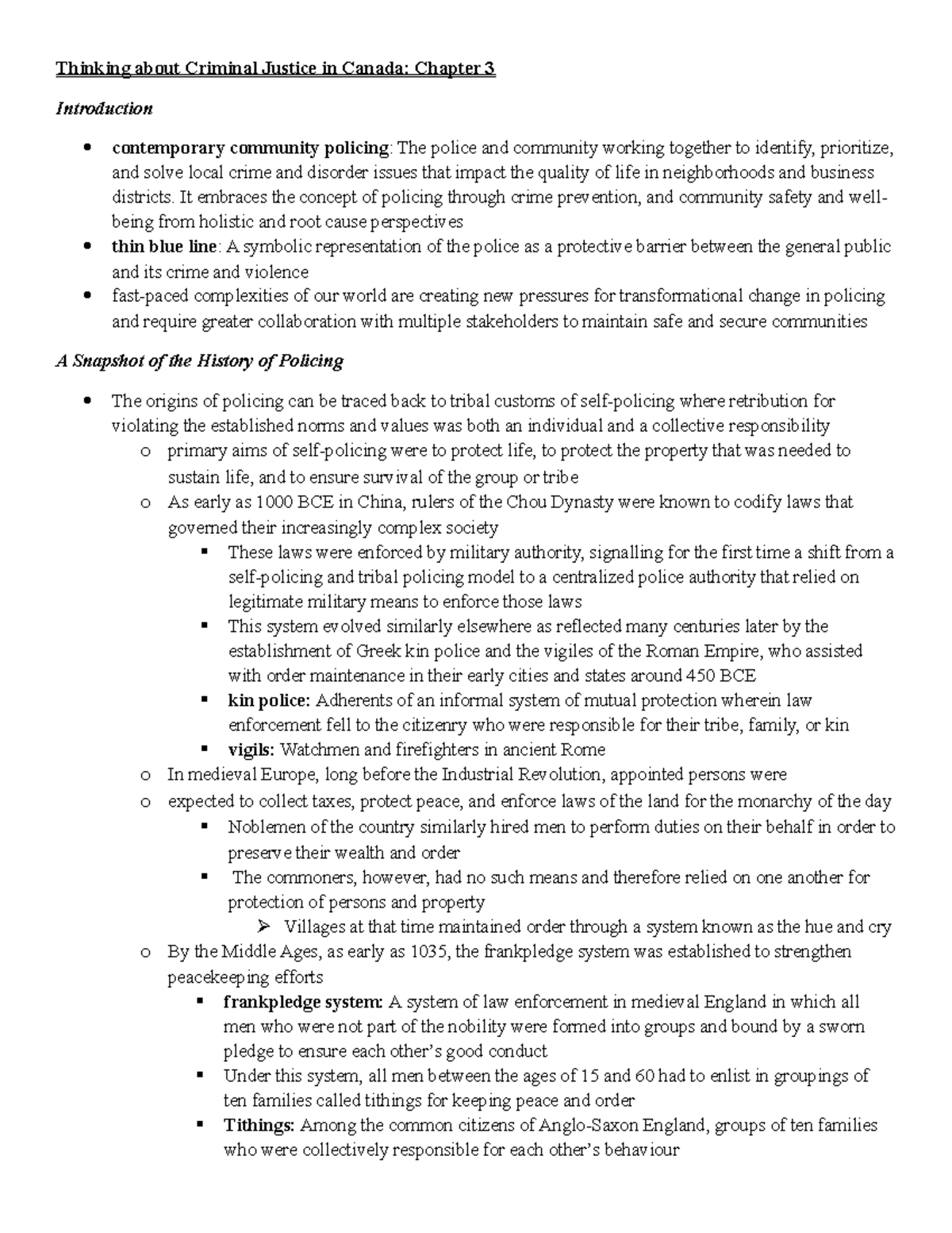 Thinking about Criminal Justice in Canada- Chapter 3 - It embraces the ...