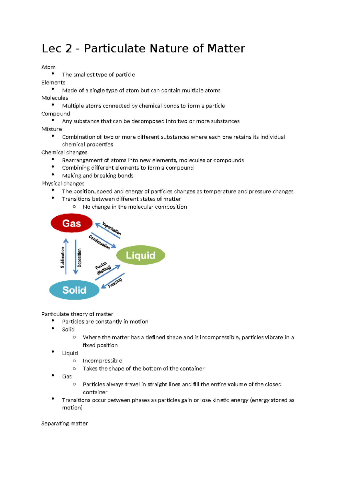 CHEM 1090 Notes - Lec 2 - Particulate Nature of Matter Atom The ...