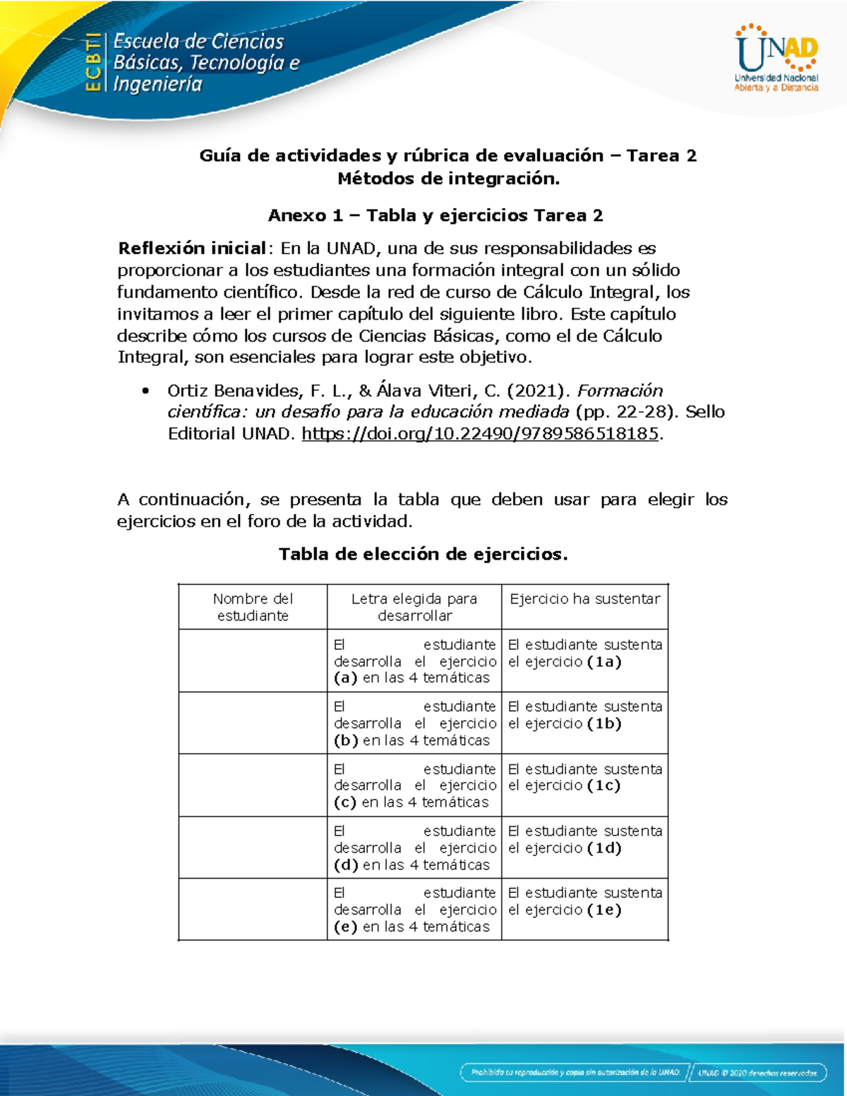 Anexo Tabla Y Ejercicios Tarea Gu A De Actividades Y R Brica De Evaluaci N Tarea