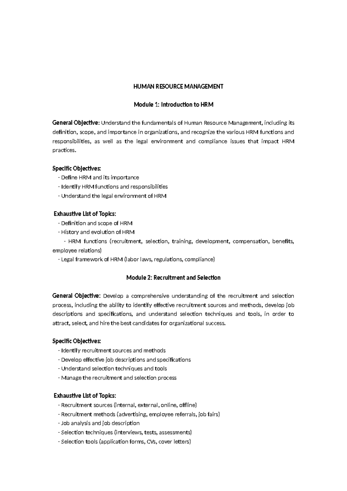Human Resource Module-1 - HUMAN RESOURCE MANAGEMENT Module 1 ...