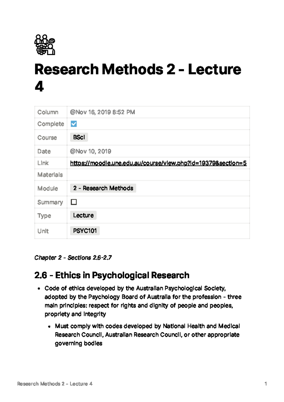 Research Methods 2 - Lecture 4 - Research Methods 2 - Lecture 4 Column ...