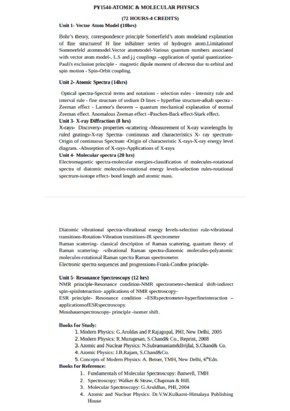 S5 Atomic&Molecular Physics syllabus - Thermodynamics, Statistical ...