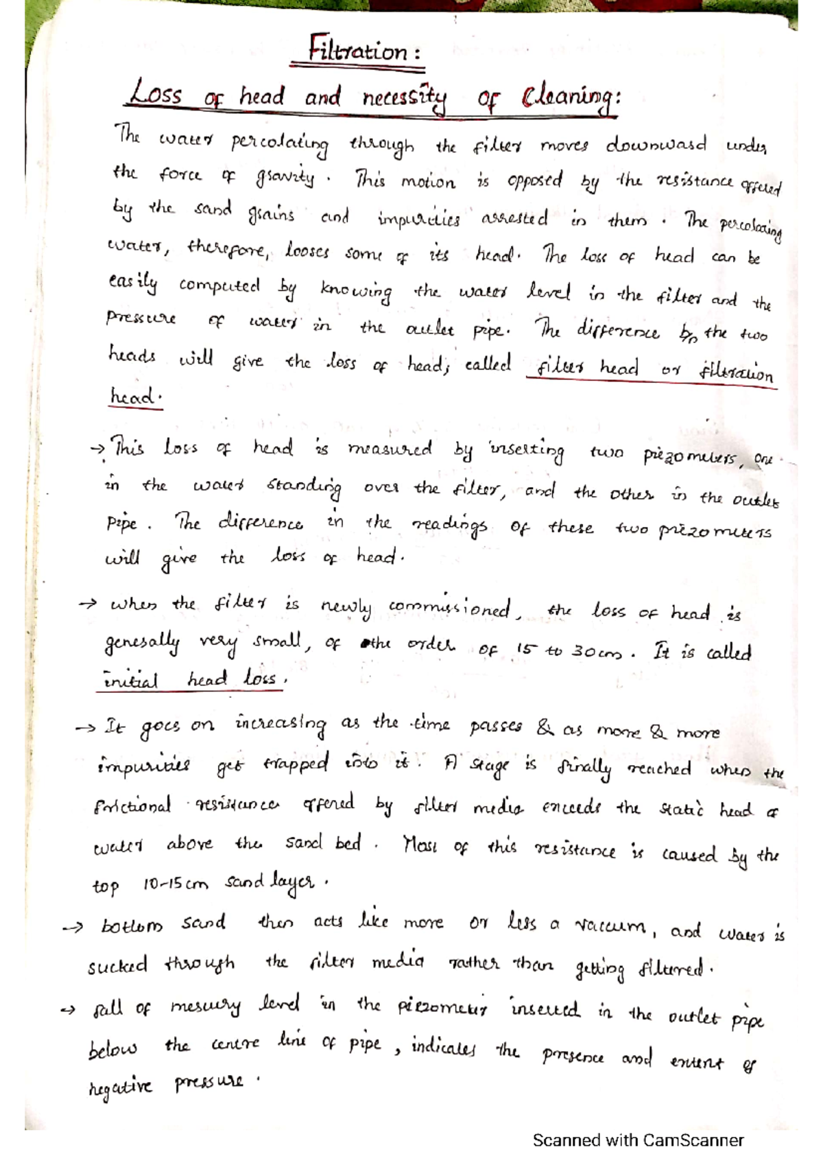 Loss of head in filters Environmental Engineering1 Studocu