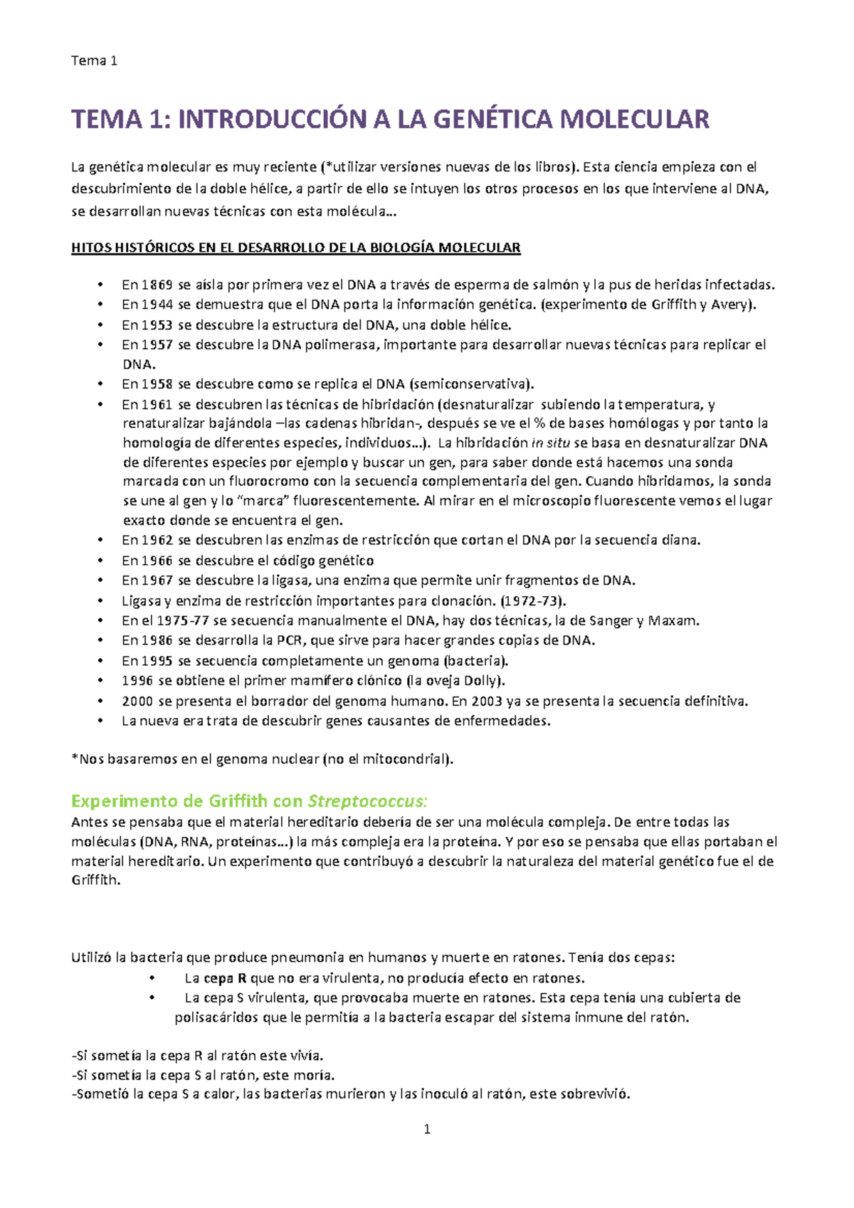 TEMA 1 INTRODUCCIÓN A LA GENÉTICA MOLECULAR Tema 1 TEMA 1 INTRODUCCIÓN A LA GENÉTICA Studocu TEMA 1 INTRODUCCIÓN A LA GENÉTICA MOLECULAR Tema 1 TEMA 1 INTRODUCCIÓN A LA GENÉTICA Studocu