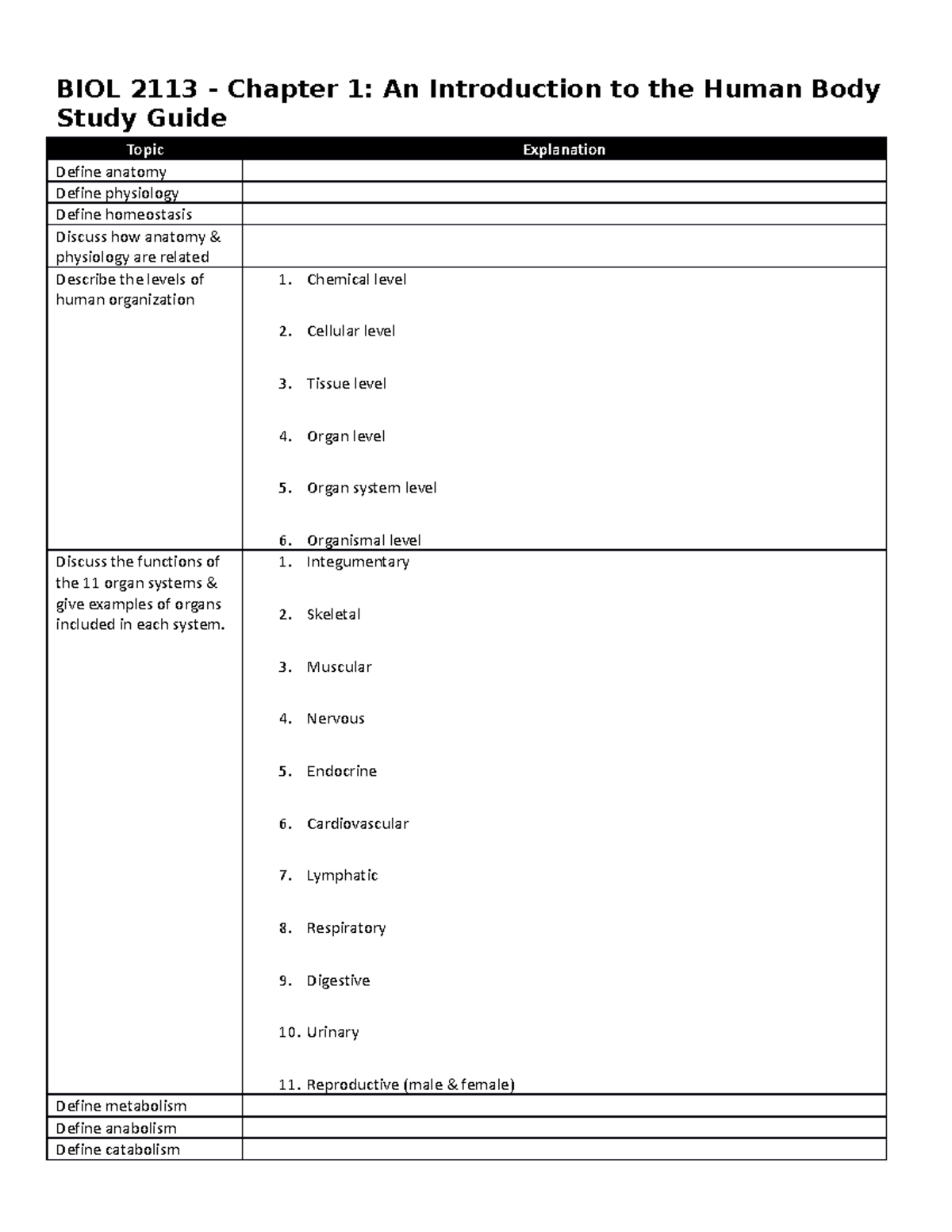 UTF-8''BIOL 2113 Ch1 Study Guide - BIOL 2113 - Chattahoochee Tech - Studocu