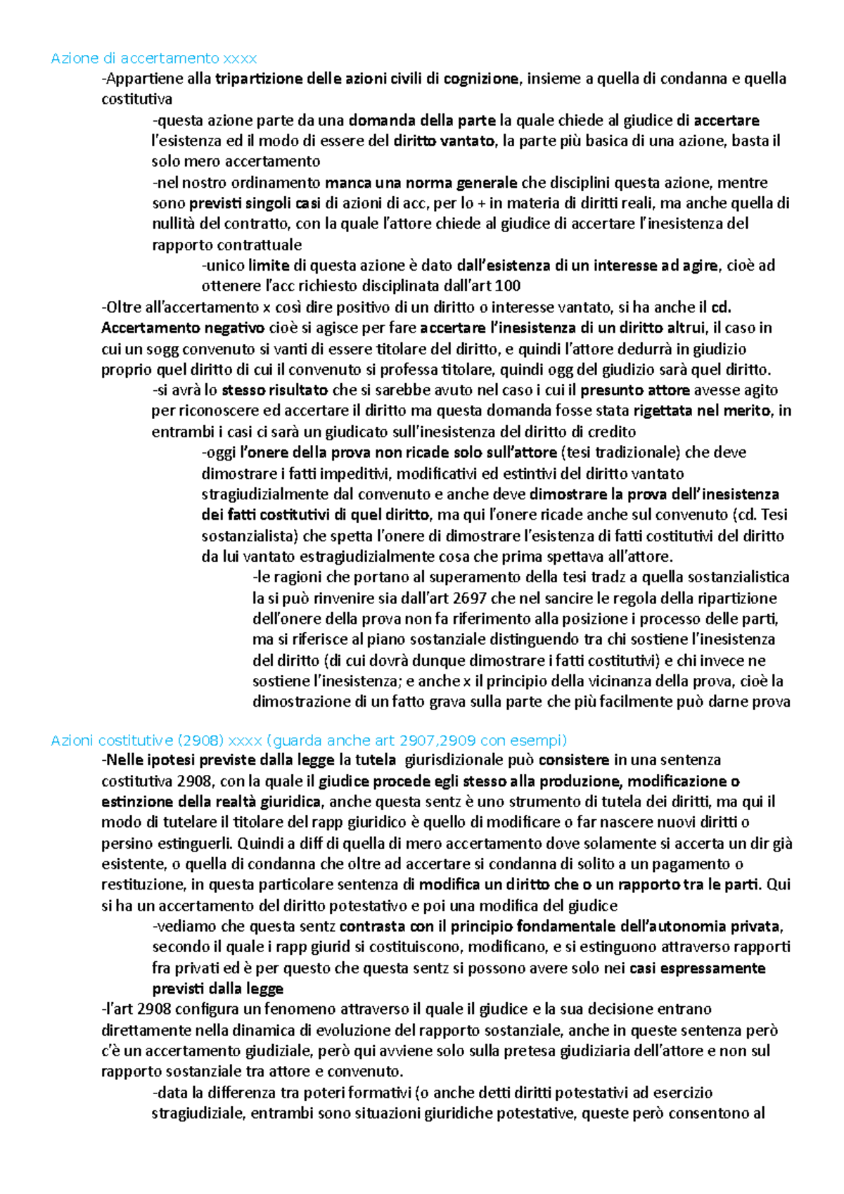 Schema Cascata Procedura Civile 3 - Azione Di Accertamento Xxxx ...