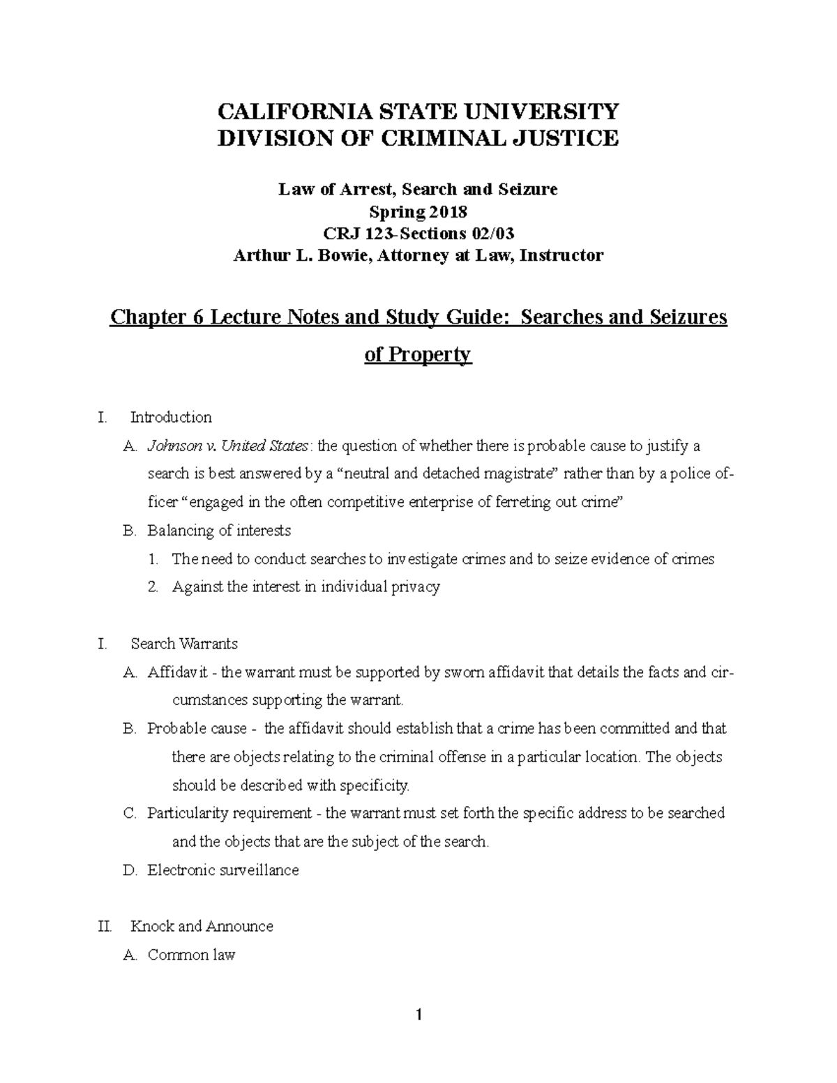 Chapter 6 Lecture Notes and Study Guide - CALIFORNIA STATE UNIVERSITY ...