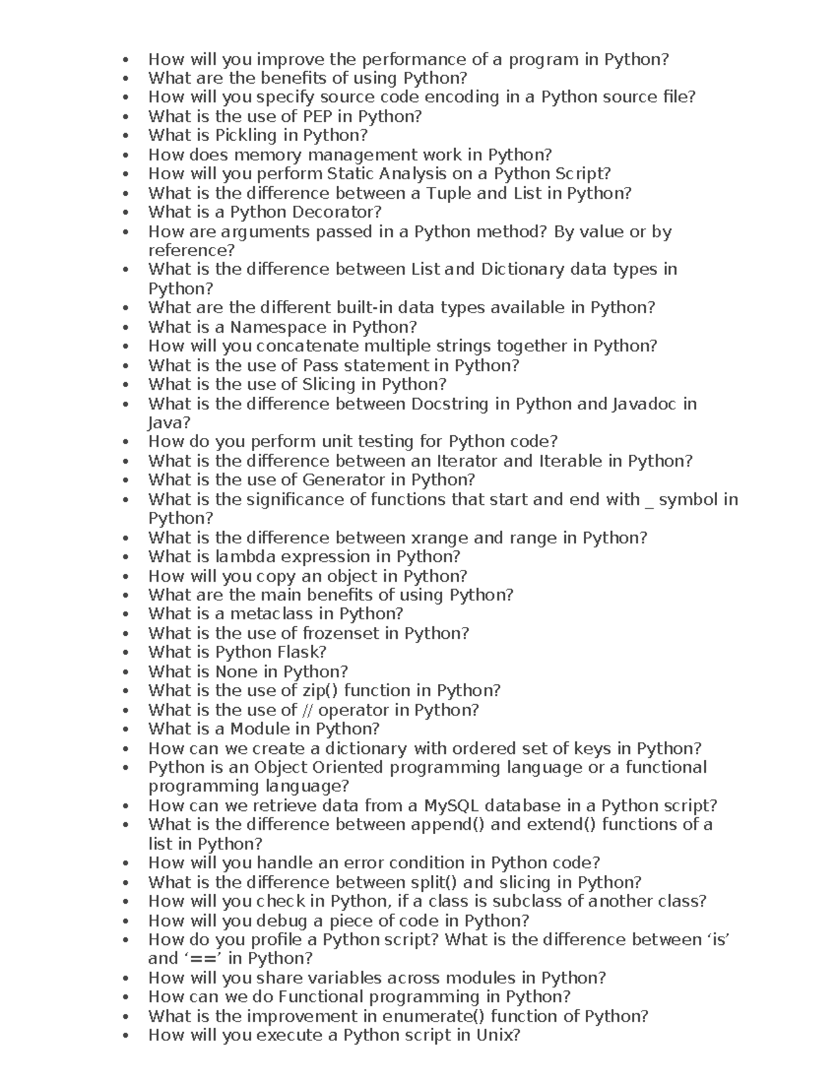 Python interview - Summary computer engineering - How will you improve ...