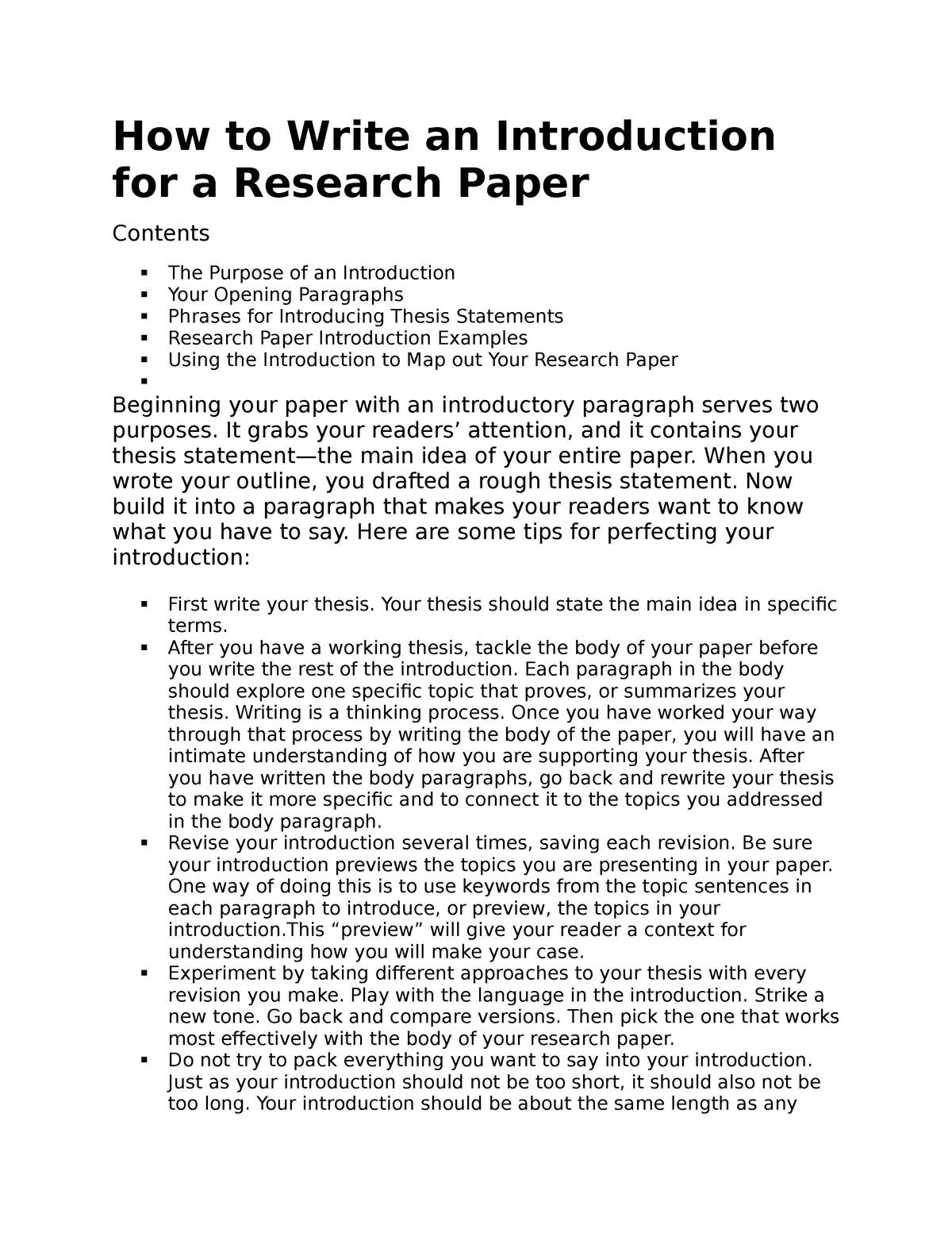 how do you write an introduction for research paper
