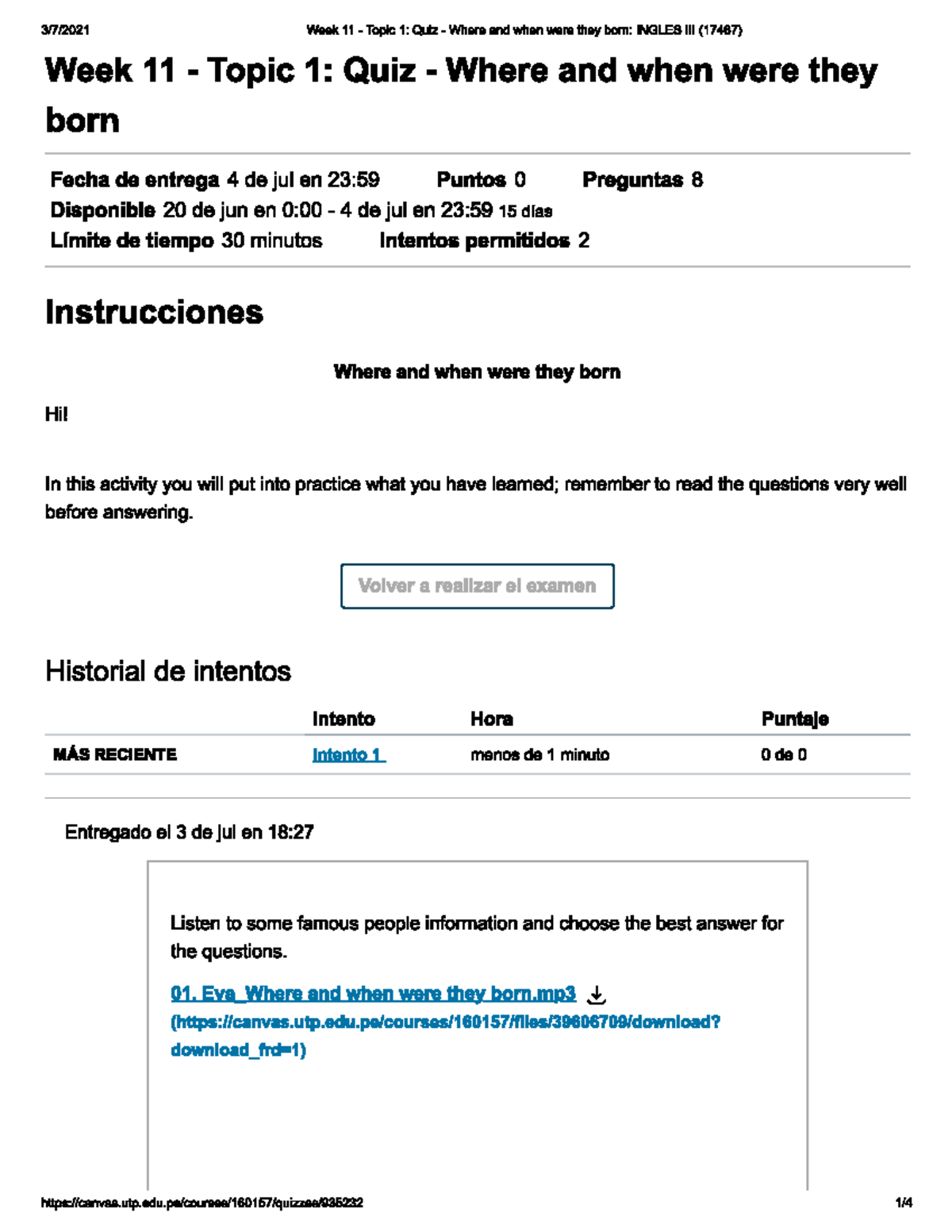 Semana 6 work - Inglés 3 - Studocu