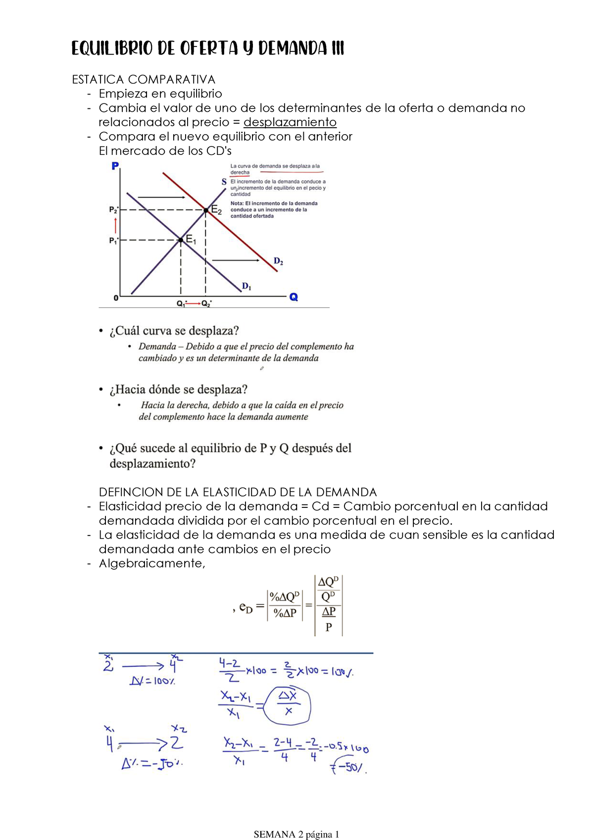 Equilibrio DE Oferta Y Demanda III - ESTATICA COMPARATIVA Empieza En ...