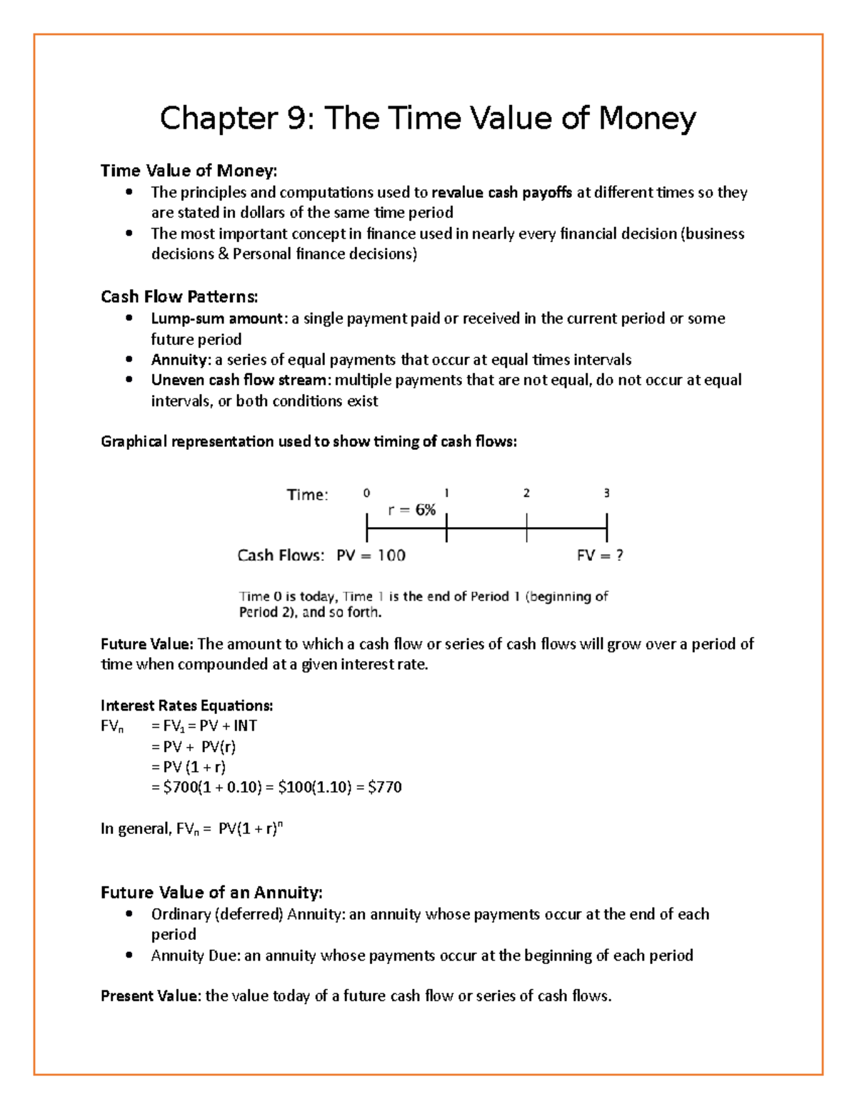 Chapter 9 - The Time Value of Money - Chapter 9: The Time Value of ...