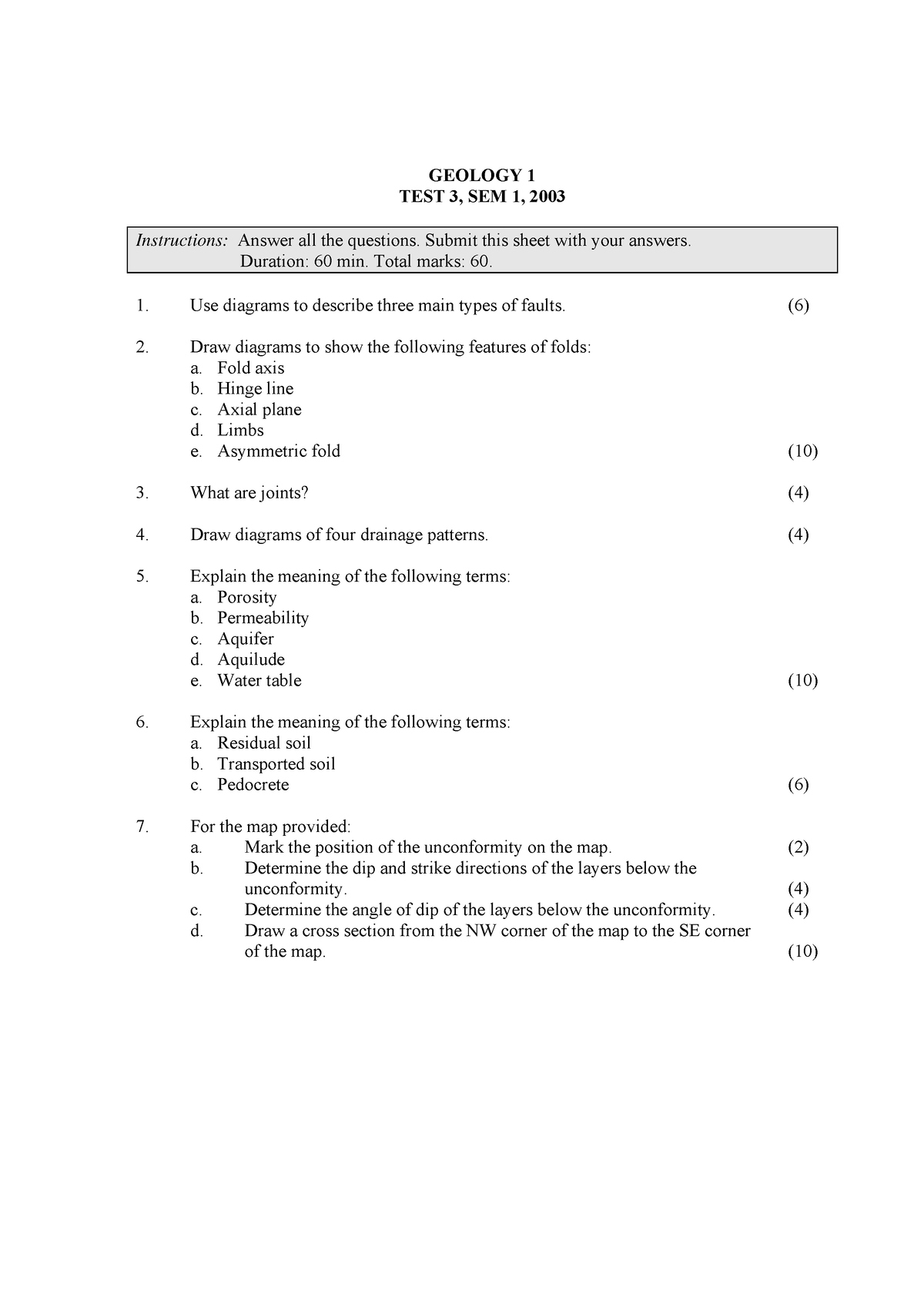 3-1 - Engineering Geology 1- Practice Material - GEOLOGY 1 TEST 3, SEM ...