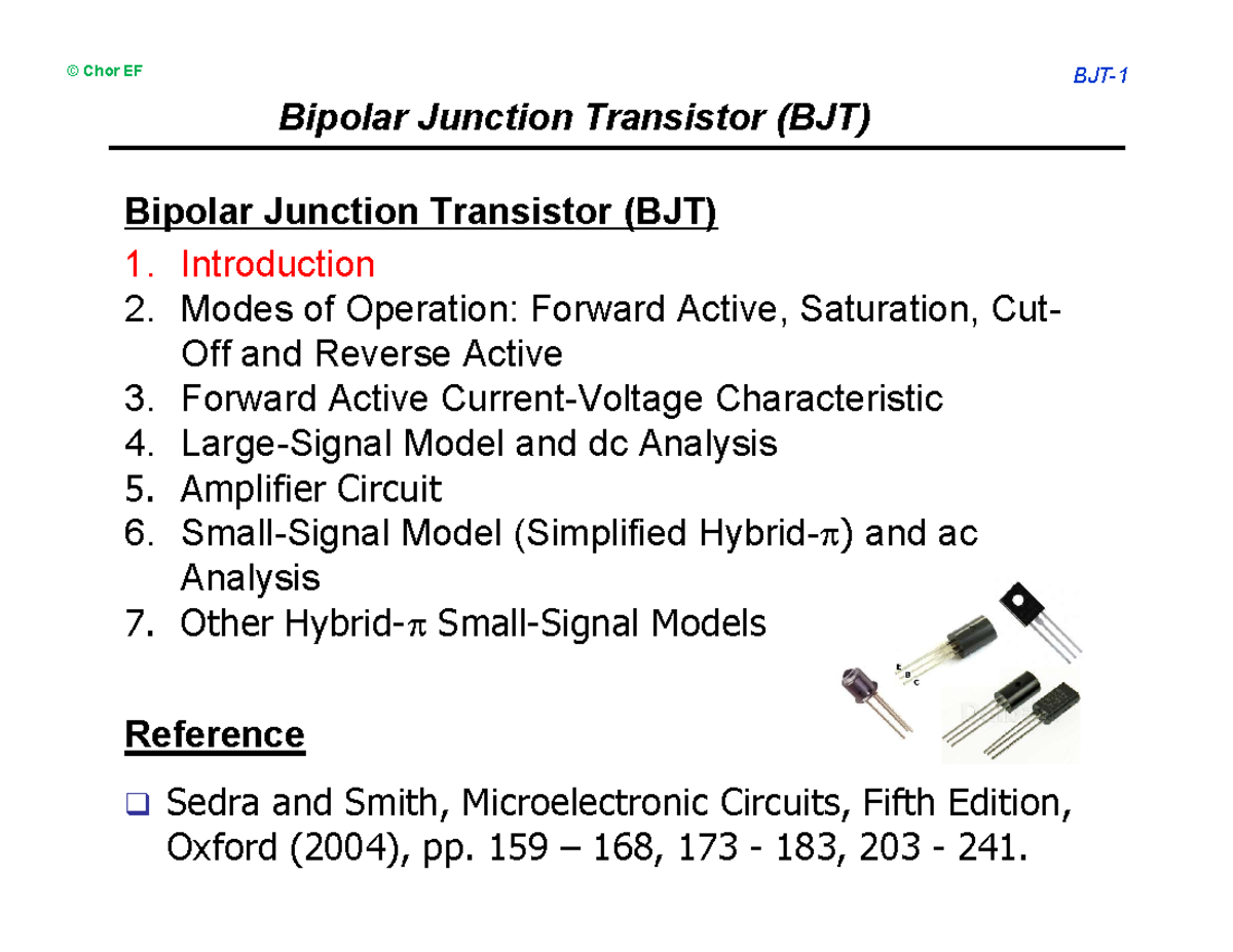 EE2027 3 BJT Electrical Engineering Bipolar Junction Transistor