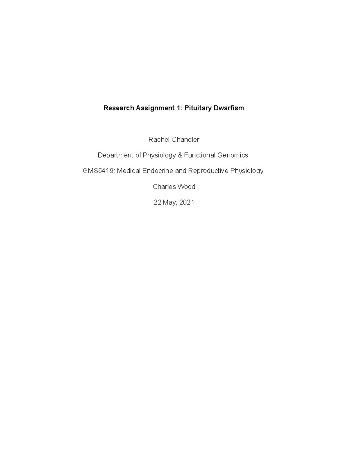 Research Assignment 1- endo and repro - Research Assignment 1 ...