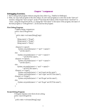 Chapter 8 Assignments - Chapter 8 Assignments Debugging Exercises. Try ...