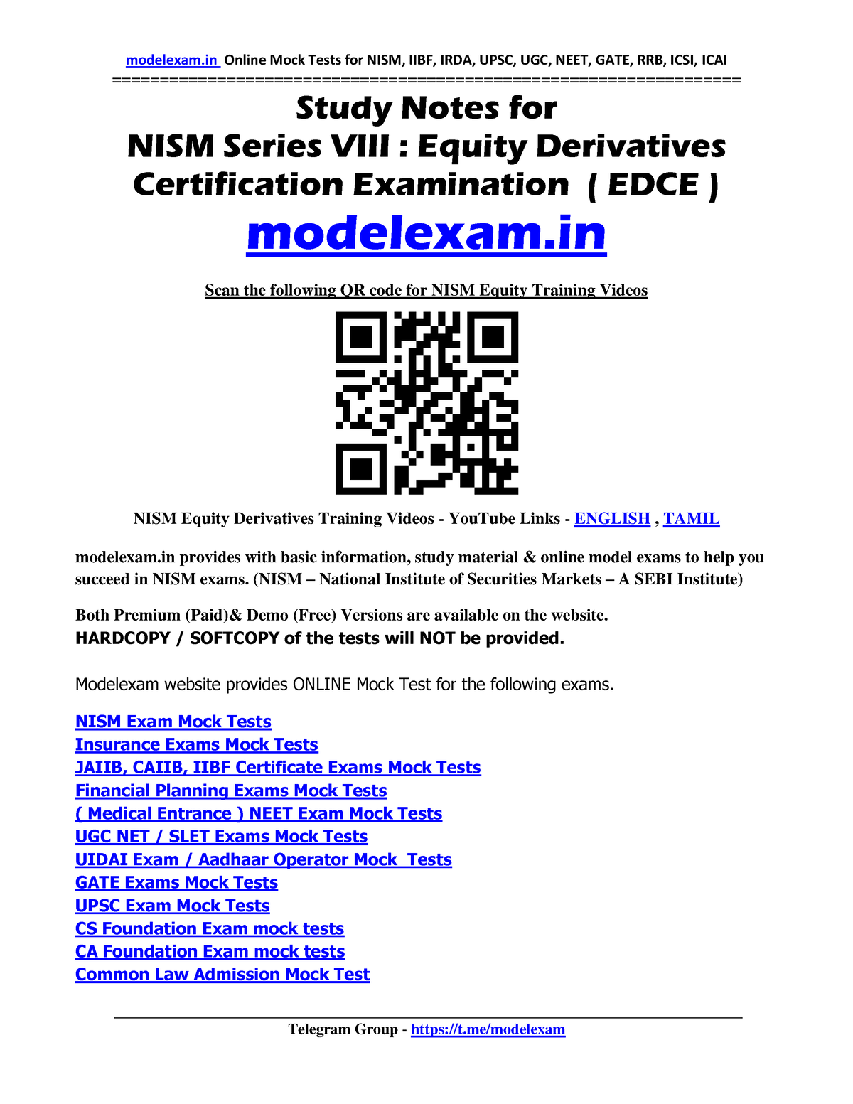 What Is Nism Equity Derivatives