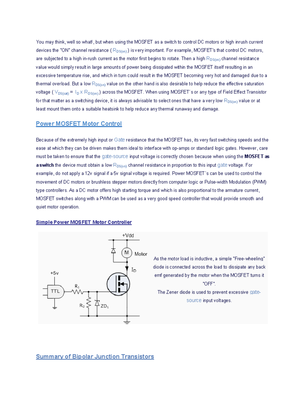 Transistor Basics3132 You may think, well so what!, but when using