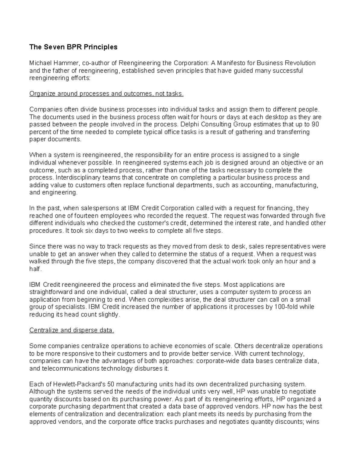 Seven BPR Principles - SBL lecture note - The Seven BPR Principles ...