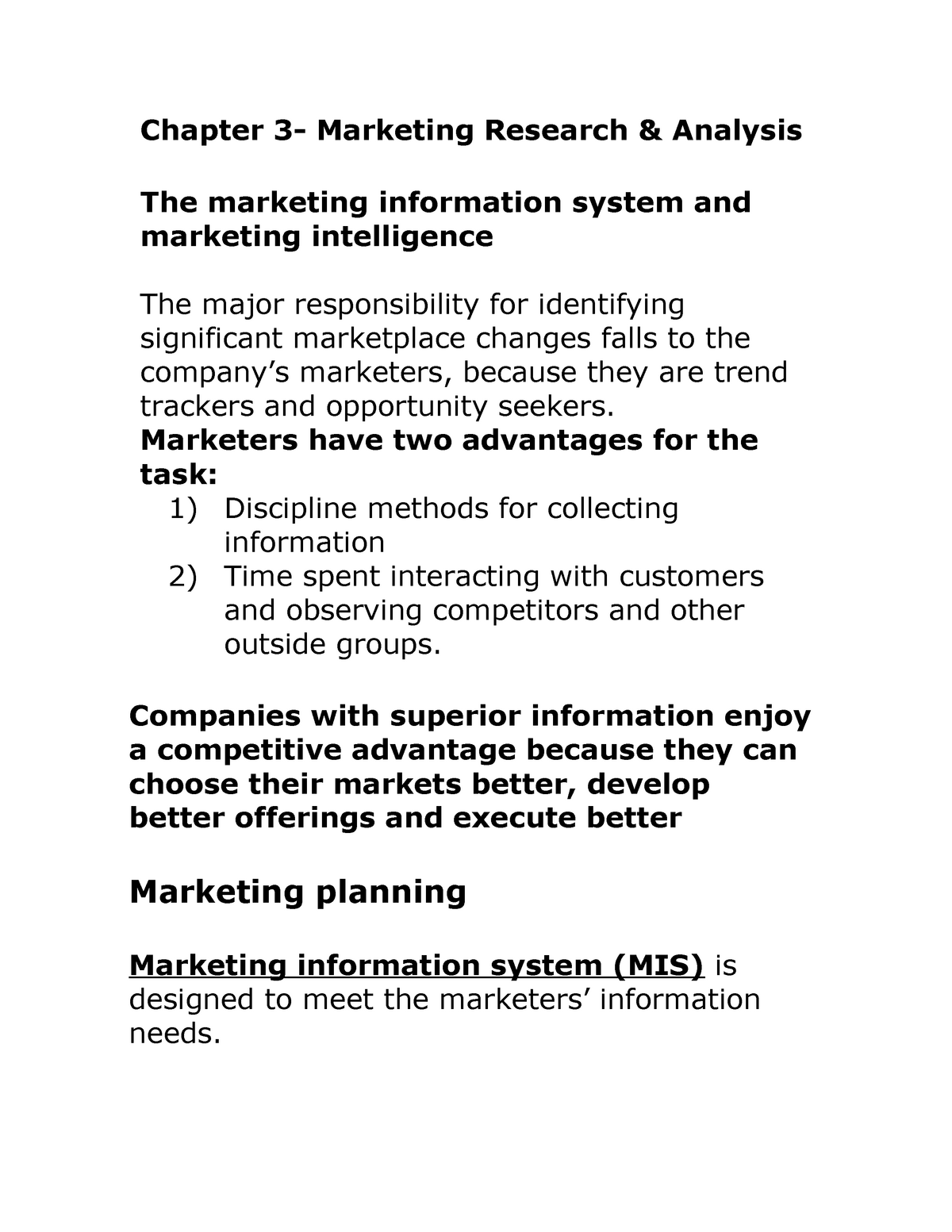 marketing research system summary