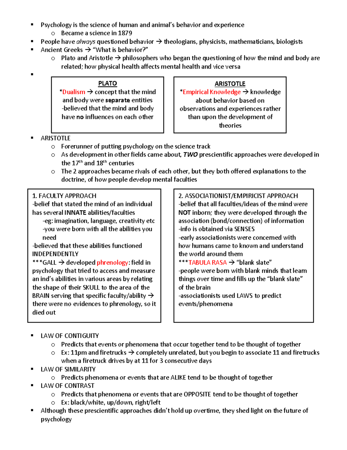 Psychology - Lecture Notes 1-10 - § § § Psychology Is The Science Of ...