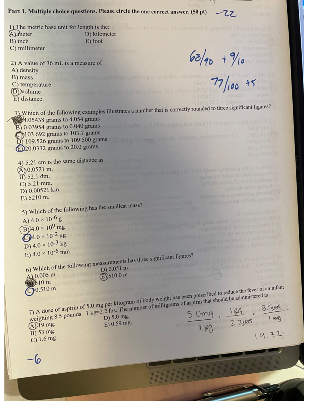 Exam 1, part 1. - Part 1. Multiple choice questions. Please circle the ...