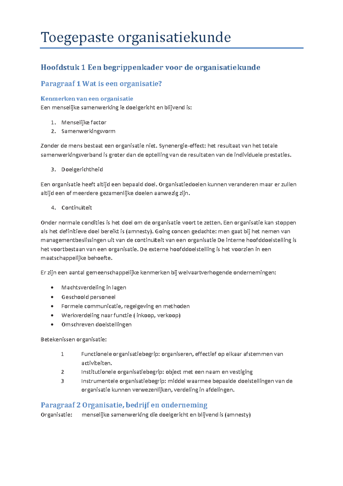 Samenvatting Management En Organisatie - Toegepaste Organisatiekunde ...