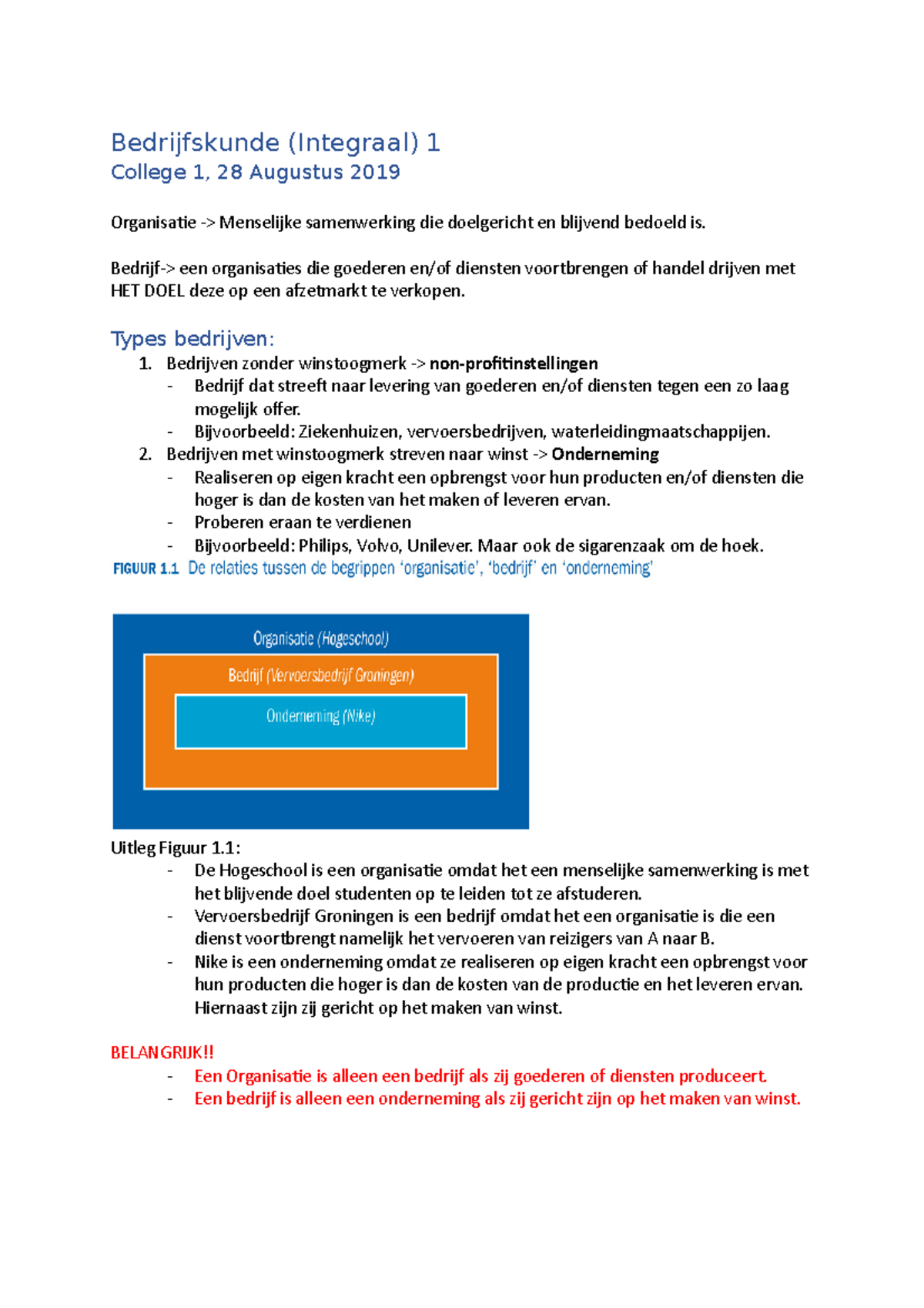 Bedrijfskunde College 2 Samenvatting 28 Augstus - Bedrijfskunde ...