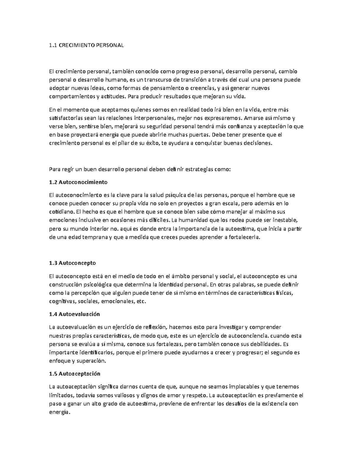 Catedra - 1 CRECIMIENTO PERSONAL El crecimiento personal, también ...